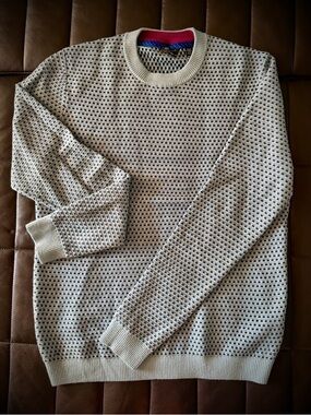 Ted Baker Seafoam Crewneck Sweater with Black Micro-Pattern